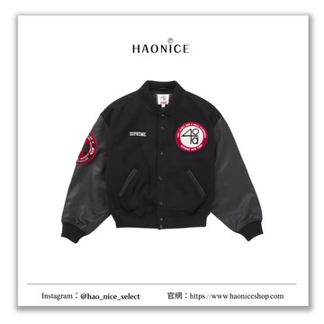【HAO NICE】還沒冬天先買起來限量預購 100%正品 SUPREME x 40 ACRES MALCOLM X x VARSITY 潮流精品聯名款 刺繡logo街頭風拼接夾克 棒球外套