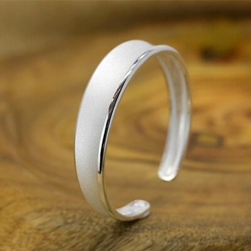 現貨+預購 純銀手環泰銀手鐲-圓弧磨砂開口百搭情人節生日禮物女飾品73na80【獨家進口】【米蘭精品】