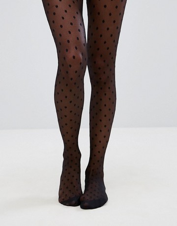ASOS DESIGN medium polka dot black tights