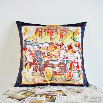 【協貿】簡約現代創意復古民族風絨布印花沙發方形抱枕含芯