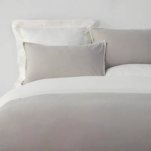 (組)艾禮思山形繡200織水洗棉床被四件組雙人 灰白