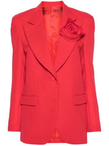 Viktor & Rolf - floral-appliqué crepe blazer - women - Cupro/Polyester - M - Red
