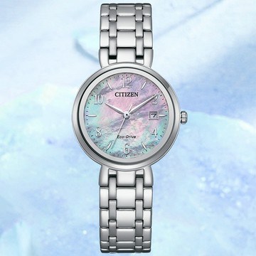 CITIZEN星辰 LADYS系列 光動能 優雅格紋 經典腕錶 28.3mm / EW2690-81Y