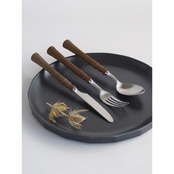 高桑金屬日本進口復古檀木柄不銹鋼餐具正餐刀餐叉餐勺蛋糕叉茶勺