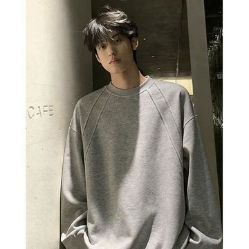 美式 重磅 Boxy 剪裁 慵懶 休閒 純色 UNISEX 男女 長袖 上衣 大學tee 9D