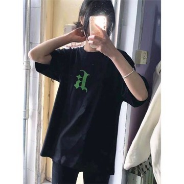 夏季美式休閑短袖男女短袖t恤新款校園百搭休閑黑色純棉國潮上衣t