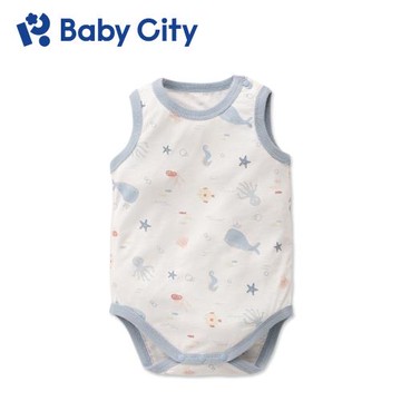 【Baby City 娃娃城】石墨烯無袖肩開連身衣/海底世界