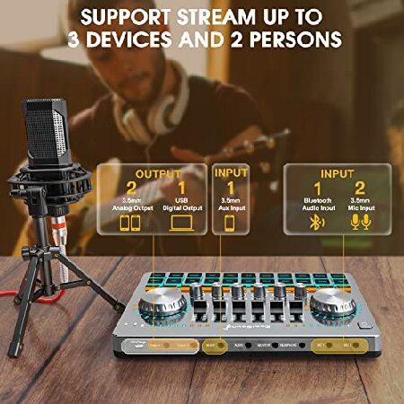 ZealSound Podcast Equipment Bundle,Audio Interface-All in One-Podcast Production Studio Soundboard Audio Mixer with Professional XLR Microphon並行輸入