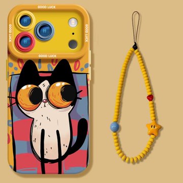 【進口液態硅膠】適用蘋果17promax手機殼新款怪誕小貓iPhone17Pro高級感鏡頭全包防摔air網紅高檔卡通情侶女