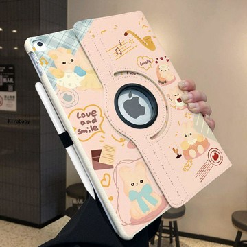 適用iPad11保護套10.2寸2021款10/9代air5旋轉pro烹飪兔子MINI7/6