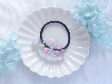 原創手工 滴膠髮圈 貝殼閃片 橡筋  Resin Hair Accessory