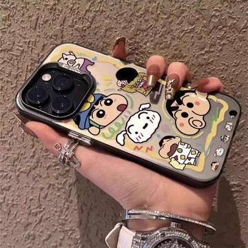 適用蘋果15promax手機殼蠟筆小新iphone16pro可愛卡通情侶高級感14創意插畫13全包防摔11女12pm動漫15plus男