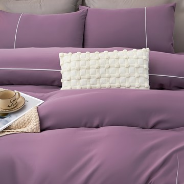 JOJO 50%素色抗菌天絲三件組(含枕套)  床包  雙人床包 188 x 152cm + 枕套 75 x 45cm  葡萄派對