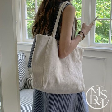 【MDMS】米白帆布包 簡約A4大容量托特包 通勤單肩包 斜紋休閒提袋 文青風肩包 耐用耐髒女包 環保帆布提袋 B248