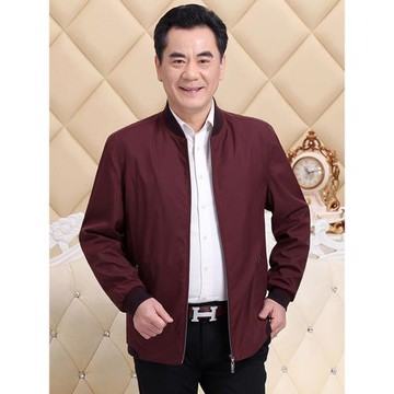 中年高端酒紅色夾克男春秋外套中老年喜爸爸婚宴裝婚禮衣服本命年