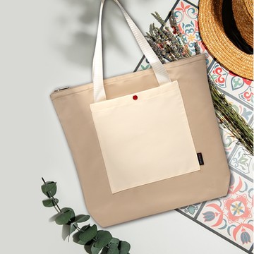 Knirps 德國紅點尼龍雙口袋托特包–奶茶