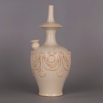 宋 定窯白釉捏花暗刻蓮瓣紋凈瓶 仿古舊貨瓷器收藏擺件軟裝家居