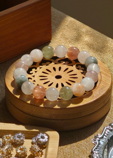 彩虹兔毛水晶手鏈