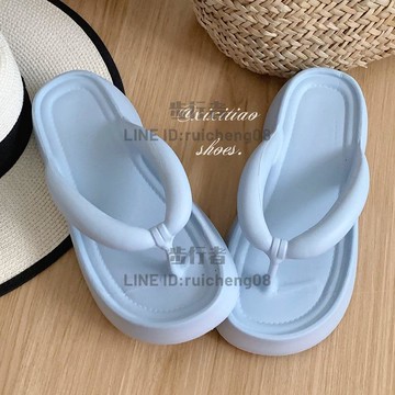 人字拖女外穿時尚踩屎感防滑增高跟厚底夾腳涼拖鞋沙灘鞋【步行者戶外生活館】