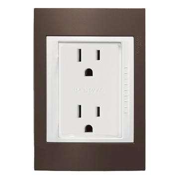 施耐德電機 Unica Plus 雙插座 可可亞色 ABS外框 附接地極 安全耐用  1個