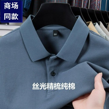 純棉T恤短袖男式2025夏季新款商務休閑翻領純色絲光棉男士t恤男裝鑫弘-衣錦男裝