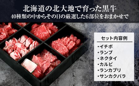 焼肉 北海道産 星空の黒牛 厳選6種 食べ比べ 約650g 牛肉 牛 お肉 バーベキュー ロース カルビ 肉