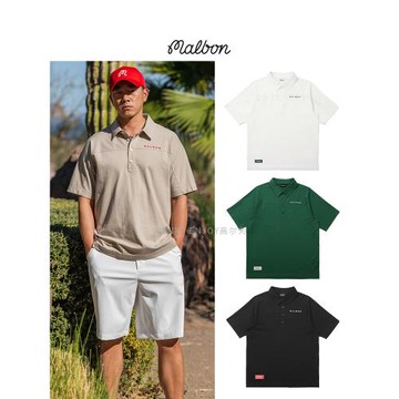 【折扣款】MALBON GOLF高爾夫24SS男裝短袖polo提花面料落肩款式