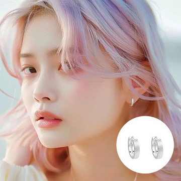 【A&R】S999純銀小C時尚磨砂感耳扣款耳環(男女耳環適用 抗過敏 個性 簡約 耳圈 情人節 生日 禮物)