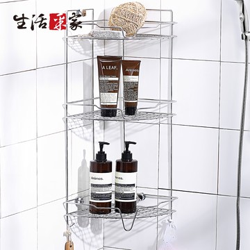 【生活采家】台灣製304不鏽鋼浴室掛放二用角落收納棚