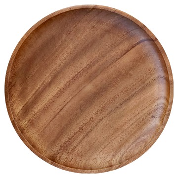 LifeShopping 圓形餐盤  直徑25cm  胡桃木 原木色  1個