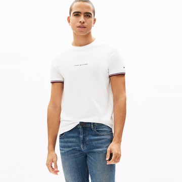 【Tommy Hilfiger】Tommy 標誌飾邊 T 恤_裸色