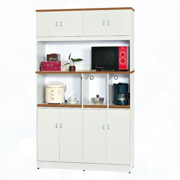 文創集 南亞塑鋼 卡安特多彩4.3尺四開門三托盤高餐櫃/電器櫃組合(三色可選)-129.96x40.8x213.2cm免組