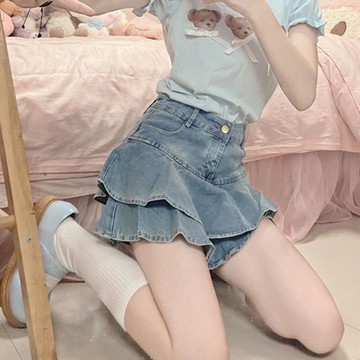 🔥臺灣出貨🔥牛仔半身裙女2025夏季新款辣妹蛋糕裙高腰顯瘦a字裙小個子超短裙 牛仔裙 牛仔短裙 牛仔褲裙 牛仔洋裝