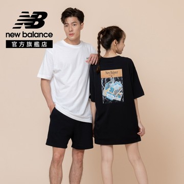 【New Balance】 NB 後背插畫印花短袖上衣_男性_黑/白任選_MT62E2FFBK/MT62E2FFWT