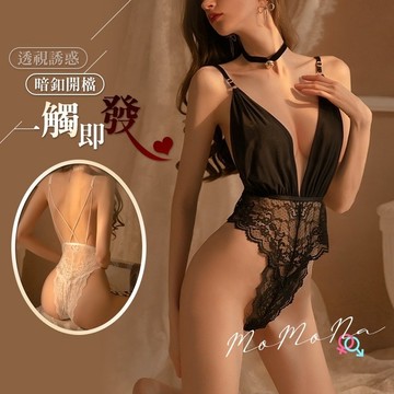 °• 𝘔𝘖𝘔𝘖𝘕𝘈 •°🫧台灣現貨🫰一觸即發 內衣 蕾絲 連體衣 三點 掛脖 睡衣 性感 吊帶 深V 鏤空 1596