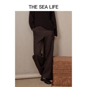 THESEALIFE歐海一生 針織褲冬新款暖和廓形休閑褲18302