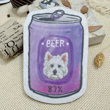 西高地白梗-啤酒-不織布杯墊-吸水杯墊