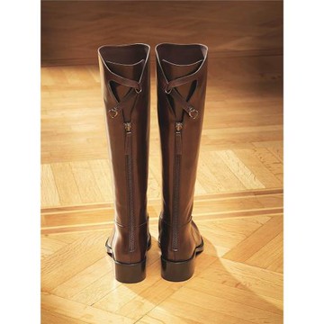 割草機老k 后拉鏈可調節皮帶扣馬靴騎士靴不過膝真皮長靴直筒靴子