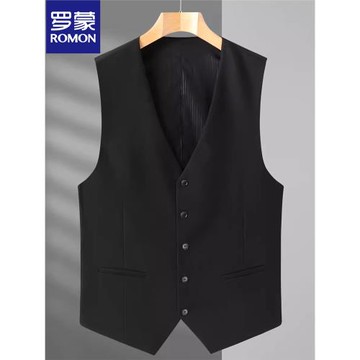 羅蒙大碼男士馬甲寬松胖子正裝商務西裝背心肥佬V領西服坎肩顯瘦