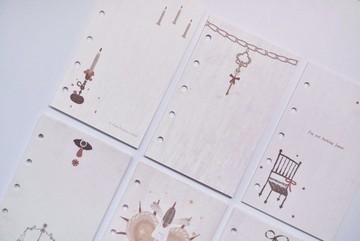 月下城堡 M5手帳本 5孔活頁內頁 塩系蠟筆畫 手帳飾り (30枚入)