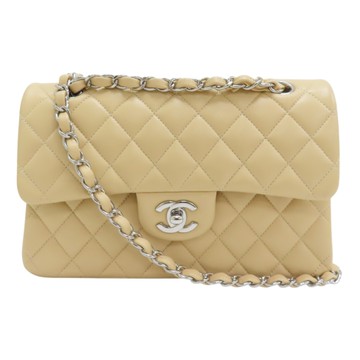【二手名牌BRAND OFF】CHANEL 香奈兒 米色 菱格紋 羊皮 COCO 23 鍊帶 肩背包 無卡 A01113