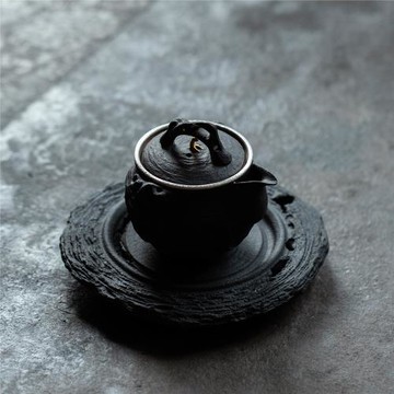 文創粗陶復古壺承干泡臺單壺家用泡茶壺陶瓷功夫茶具壺墊茶托配件