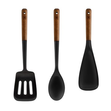 Bargensteiger Flexibel 矽膠廚具3件組  黑色  1組  腳蹼+炒勺+多勺