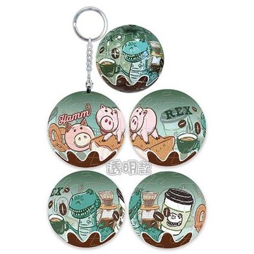 迪士尼Disney 透明立體球型鑰匙圈拼圖(24片)-咖啡麵包