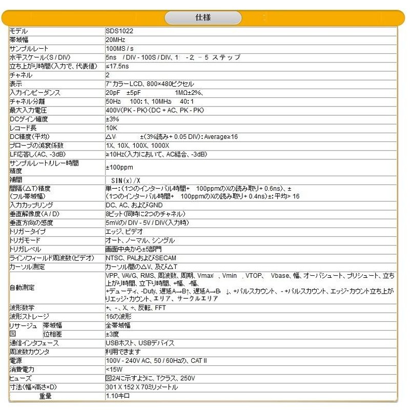 デジタルオシロスコープ 20MHz 100MHsサンプリングモデル フルセット