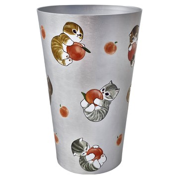 貓福珊迪 mofusand 輕量鋁杯 450ml  滿版桃子貓 銀色  1盒