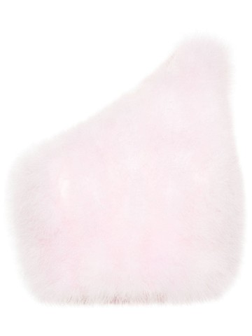 STYLAND - one-shoulder cropped top - women - Elastane/Ostrich Feather/Polyamide - XS - Pink