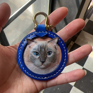 帶有寵物肖像的皮革鑰匙圈、鑰匙圈、狗、寵物、客製訂單、寵物用品、鑰匙圈、貓、個人化、寵物、皮革、寵物、貓