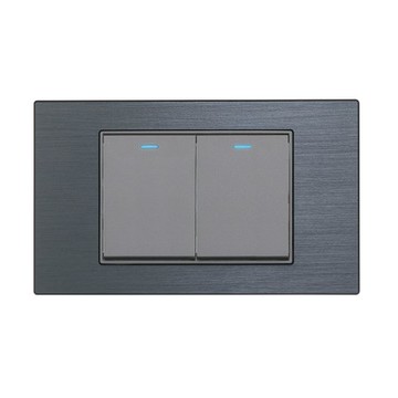 【易智快充】雙開LED冷光開關面板-金屬碳灰