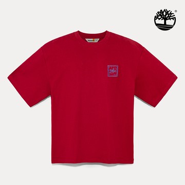 中性紅色馬年特別款寬版圖案短袖T恤|A5MY8AFG